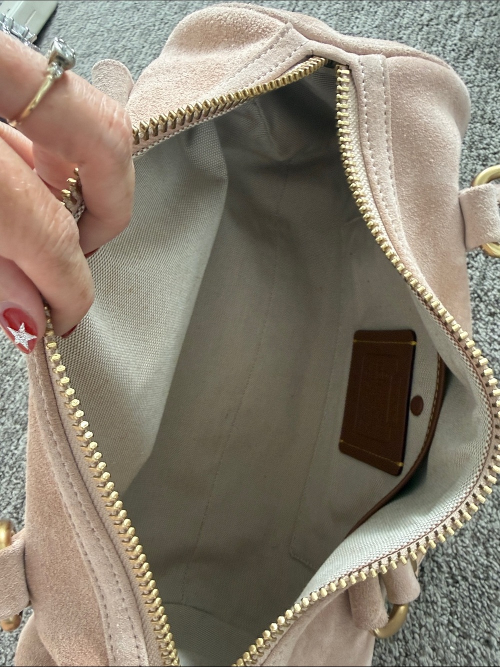 Coach Blush Suede Shoulder Bag with Gold Hardware - Picture 6 of 6